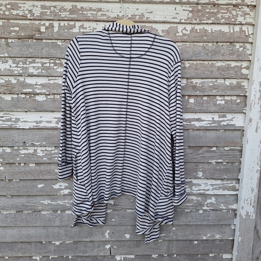 Tommy Hilfiger Slub Knit Thermal Open Wrap Cardigan Size 1X Striped - Picture 4 of 7